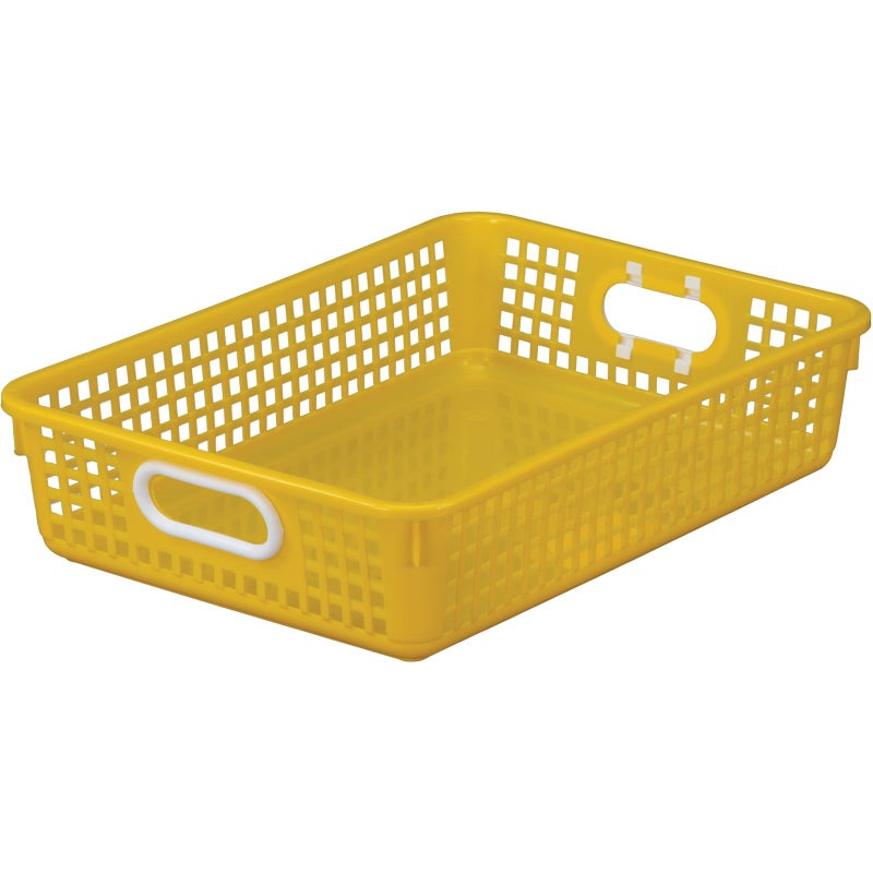 Really Good Stuff Desktop Paper Basket, 14" x 10" x 3.25", Single, Yellow, Classroom Library Organizer, Toy Storage, Multi-Purpose - Image 1